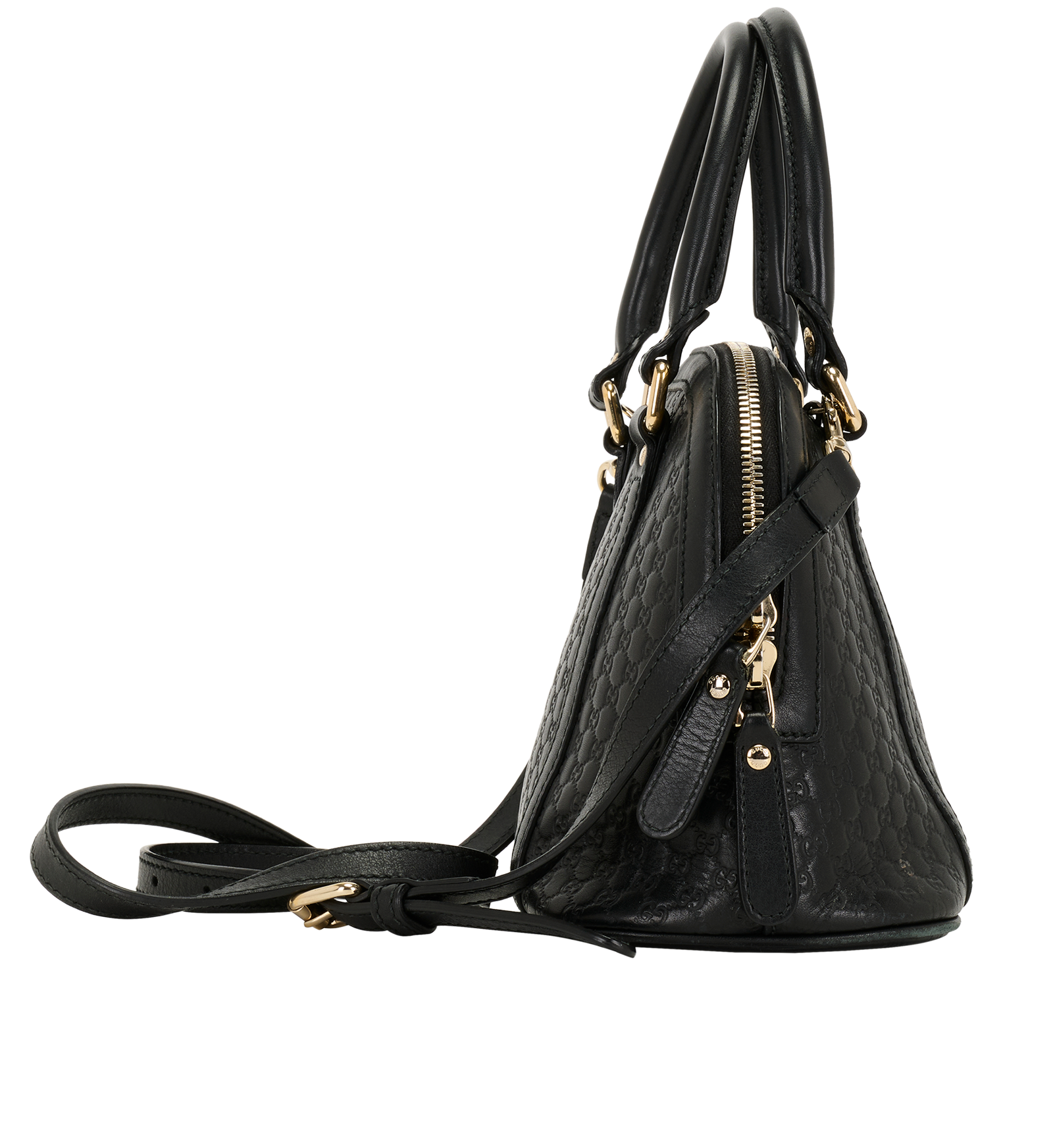 Mini Microguccissima Dome Bag, &pound;450, Handbags, Black, Leather, Side view